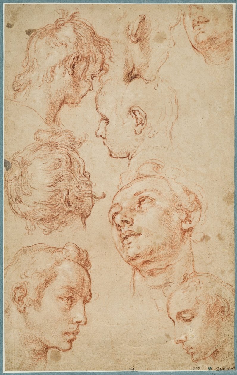 Acht Studien von Köpfen junger Männer von Abraham Bloemaert