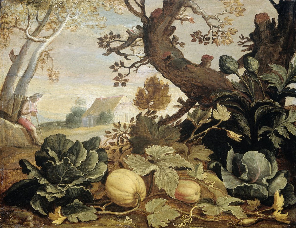 Landschaft mit Früchten und Gemüse im Vordergrund von Abraham Bloemaert