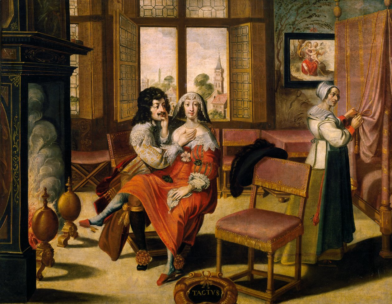 Tastsinn, ca. 1635, von Abraham Bosse (1604-1676), nach einem Gemälde aus einer Serie von 5 von unbekanntem Künstler, Frankreich von Abraham Bosse