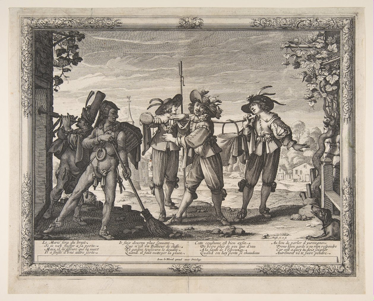 Der Hotpot wird den Frischvermählten gebracht, oder Der Krach, ca. 1633 von Abraham Bosse