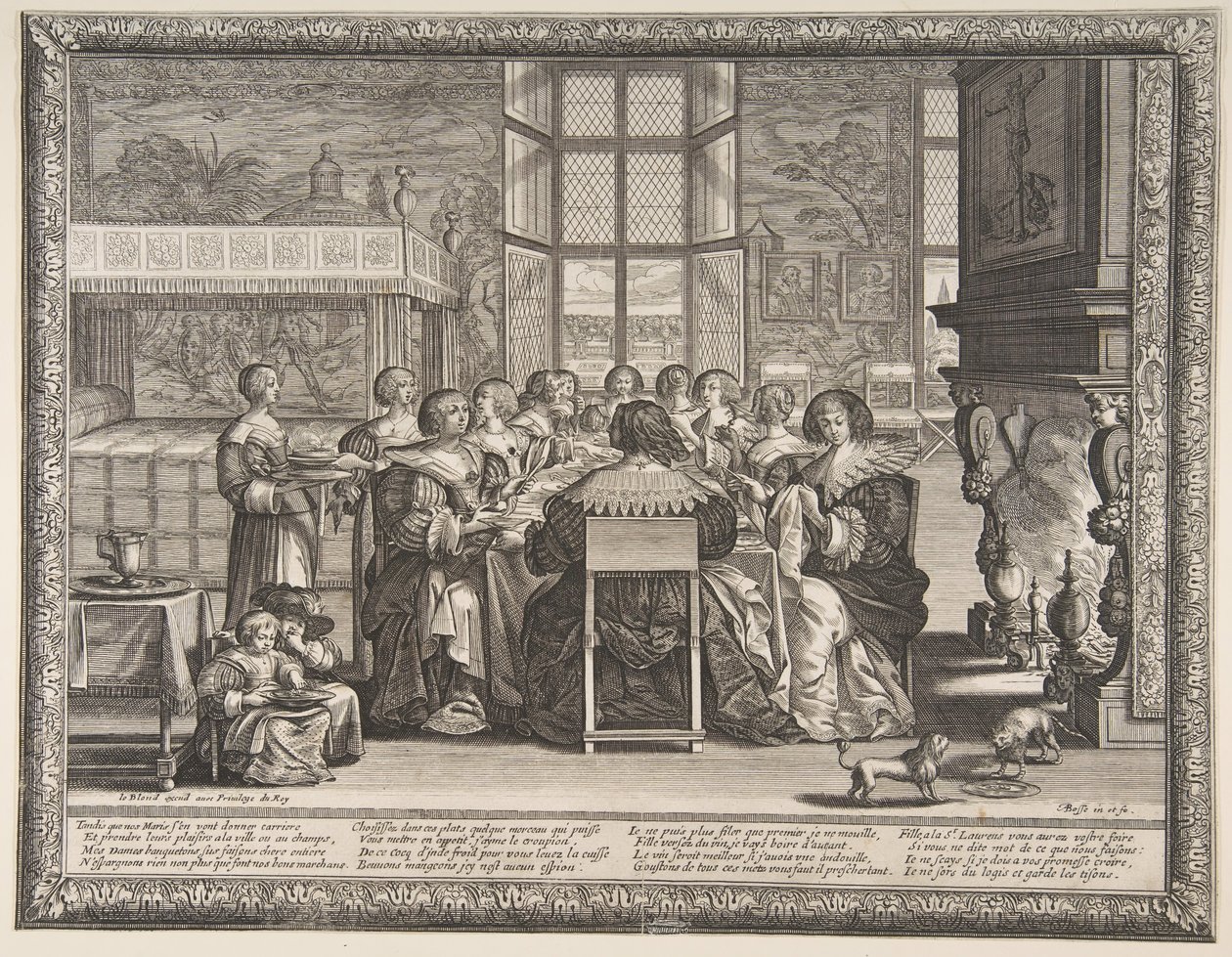 Frauen am Tisch während der Abwesenheit ihrer Ehemänner, ca. 1635-36 von Abraham Bosse