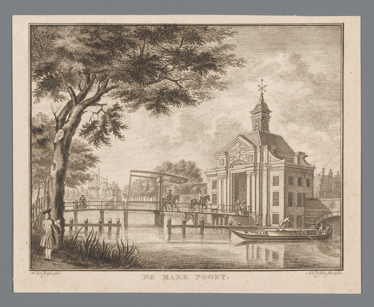 Ansicht des Marepoort in Leiden von Abraham Delfos