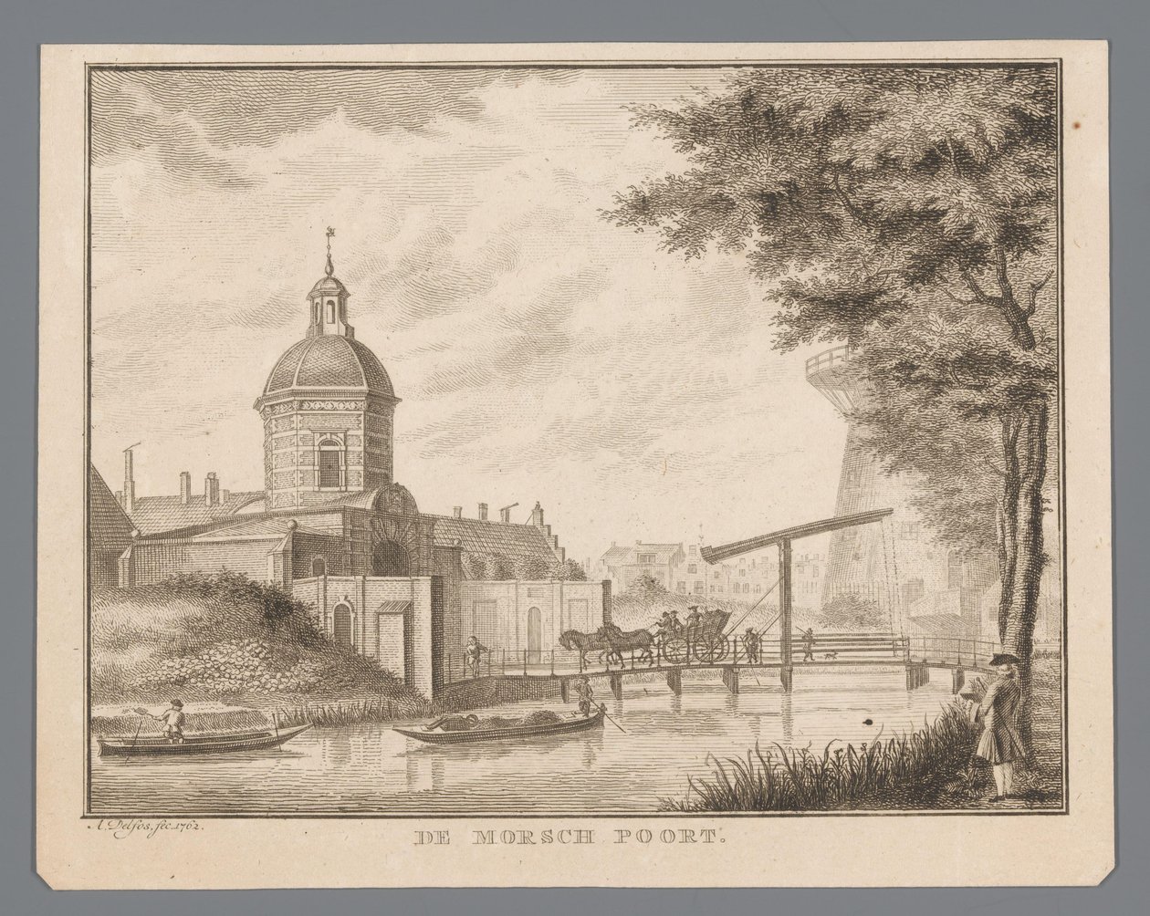 Ansicht des Morspoort in Leiden von Abraham Delfos