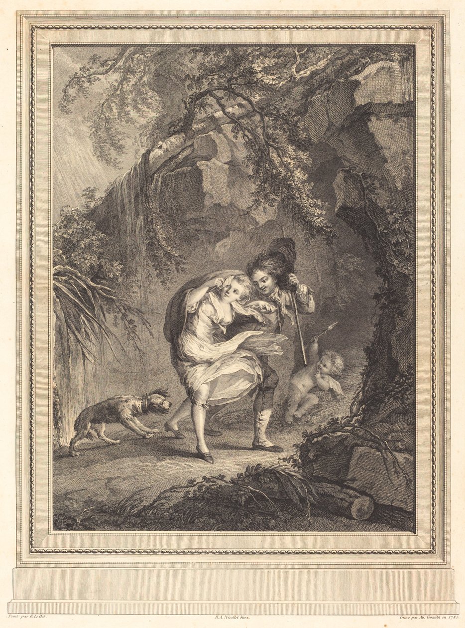 Le coup de vent von Abraham Girardet after Antoine Lebel