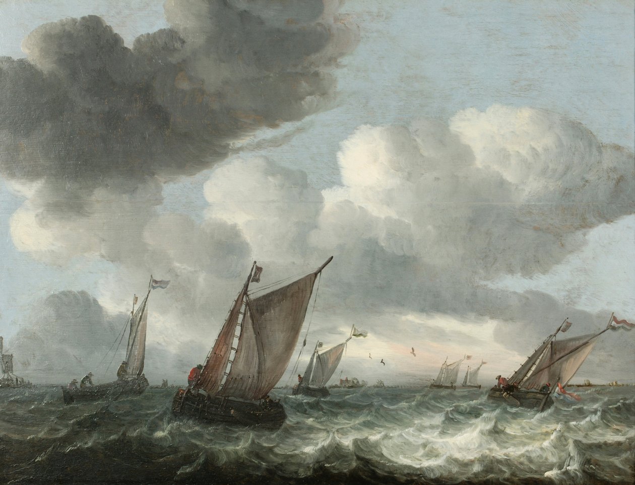 Fischerboote vor der Küste in stürmischer See von Abraham Hendricksz van Beyeren