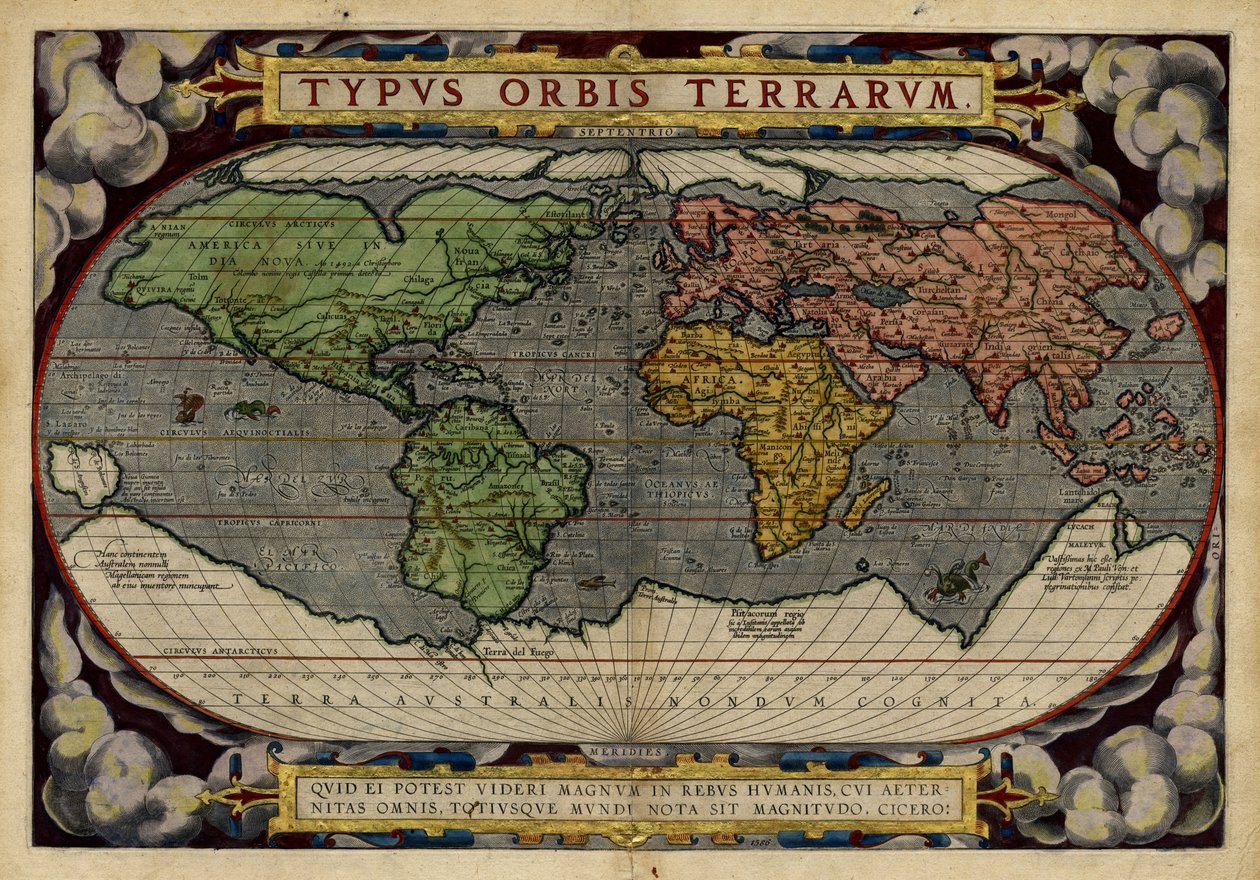 Typus Orbis Terrarum (Weltkarte) von Abraham & Hogenberg Frans & Kremer Gerard (16th century) Ortelius