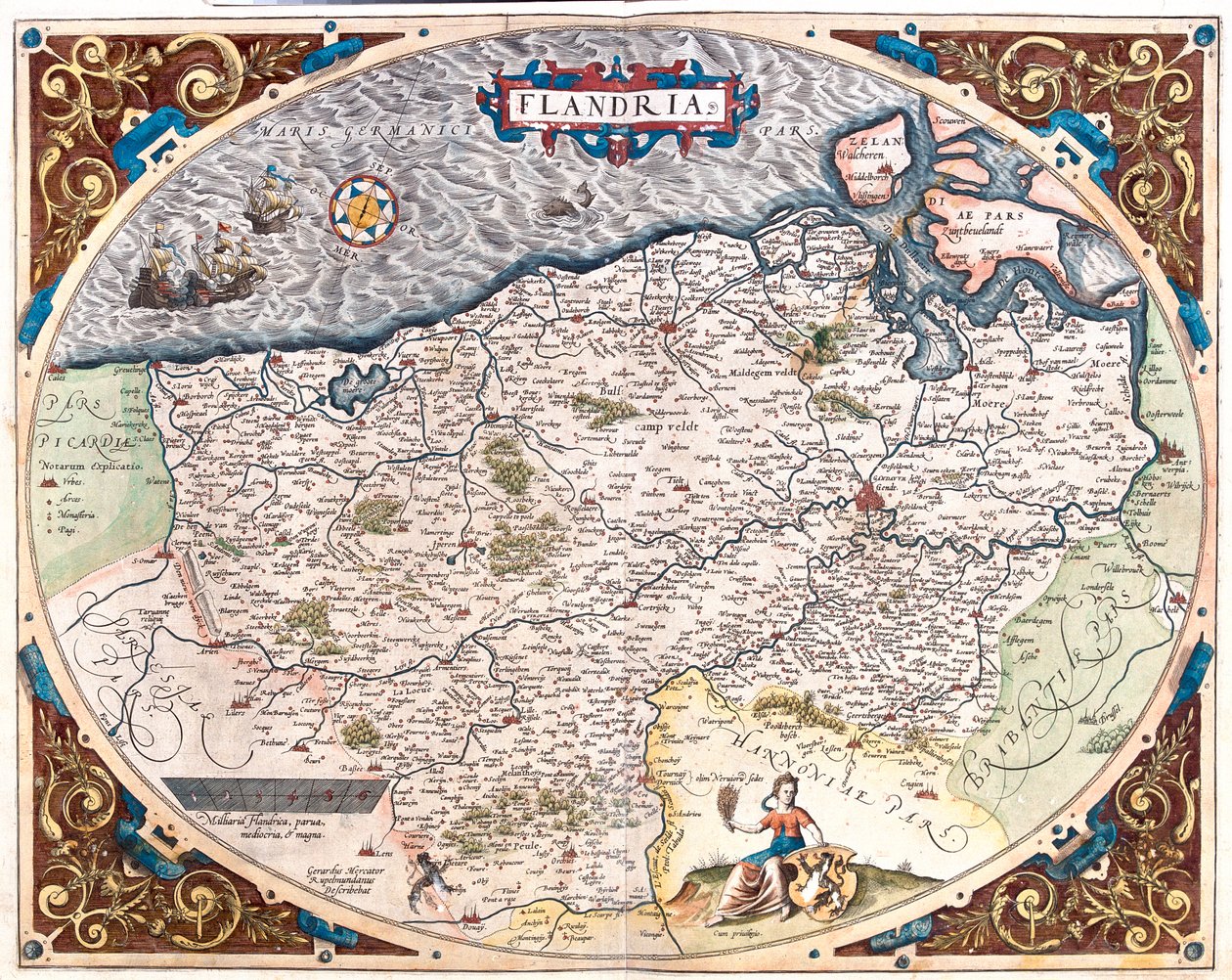 Frankreich (Region: Nord-Pas de Calais), Belgien (Region: Flämisch, Nordwallonisch), Niederlande (Provinz: Zeeland) von Abraham Ortelius