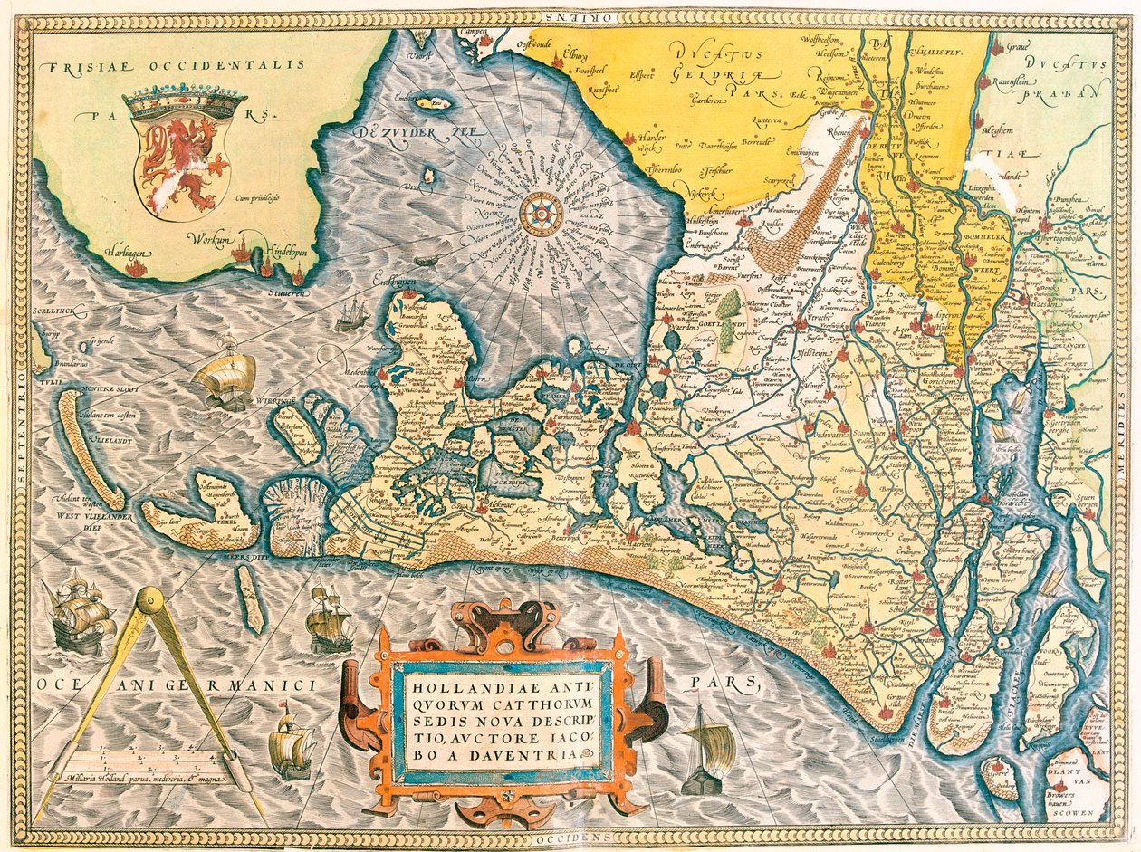 Provinz: Friesland, Nordholland, Südholland, Nordbrabant, Limburg, Utrecht, Gelderland, Flevoland, Niederlande von Abraham Ortelius