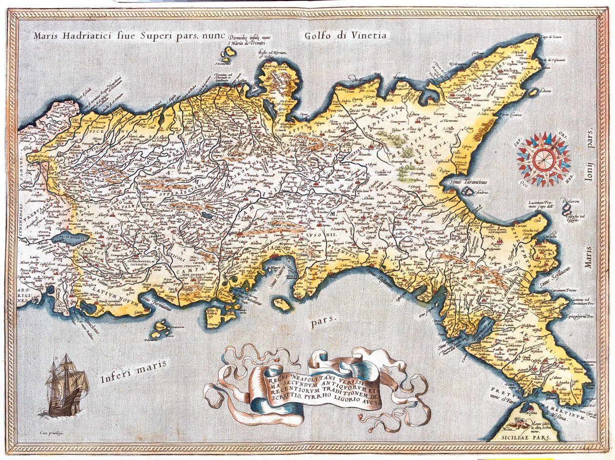Süd-Latium, Süd-Marken, Abruzzen, Molise, Kampanien, Apulien, Basilikata, Kalabrien, Italien von Abraham Ortelius