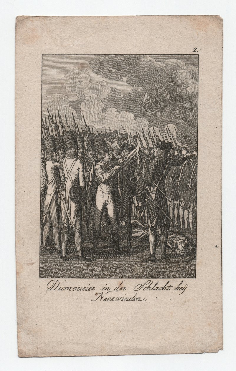 Dumouriez in der Schlacht von Neerwinden, ca. 1795 (Stich) von Abraham Wolfgang Küffner