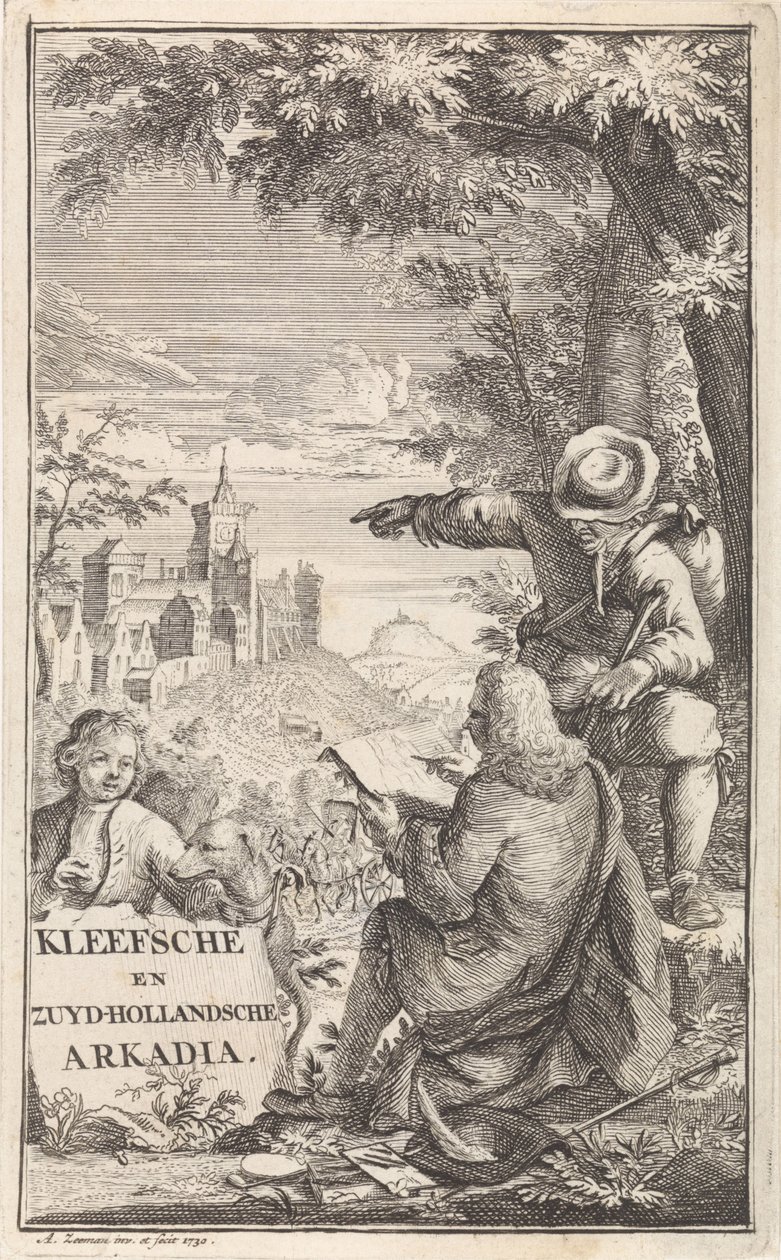 Reisender zeichnet die Stadt Kleve von Abraham Zeeman