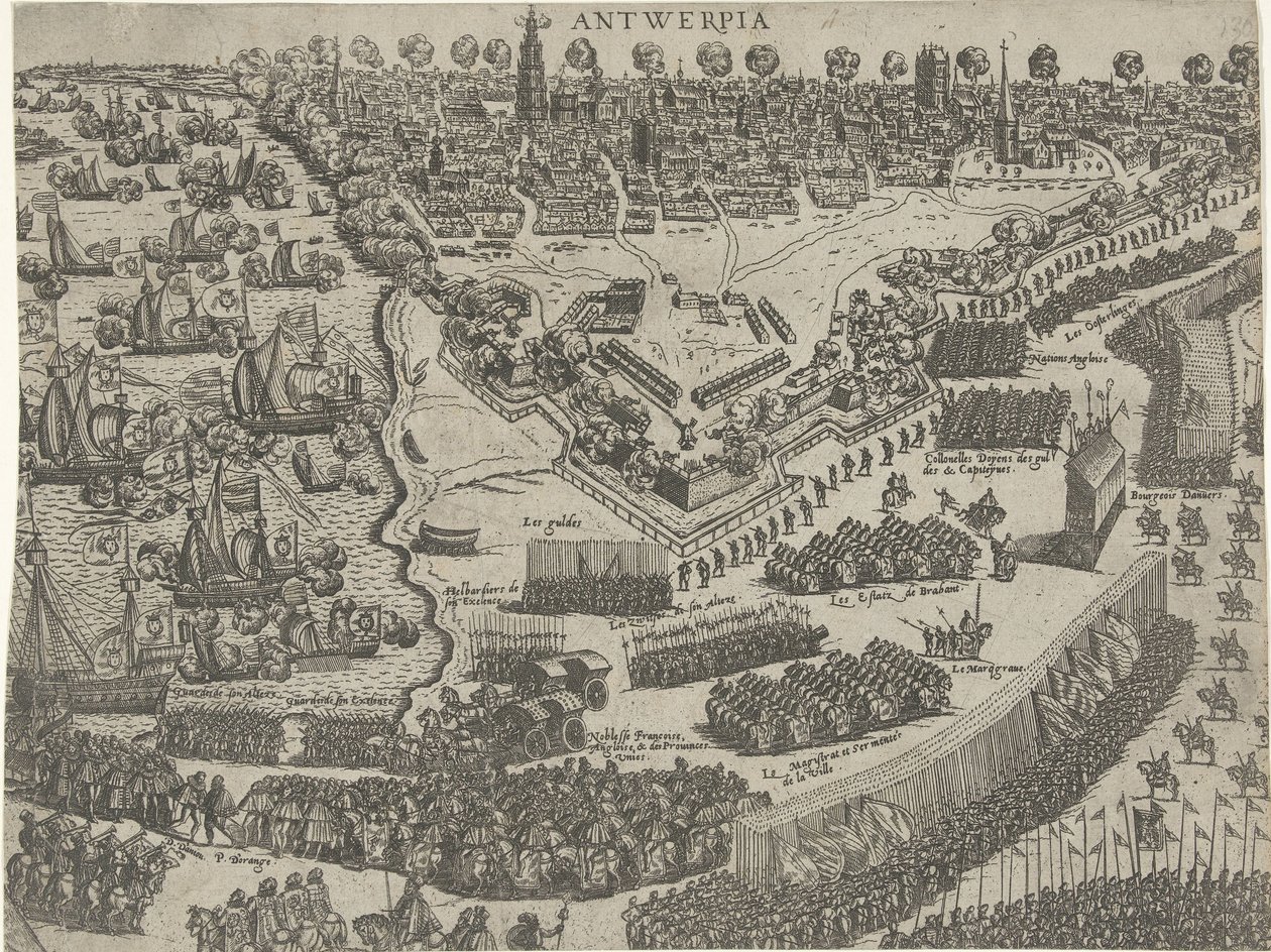 Ankunft des Herzogs von Anjou in Antwerpen und Empfang durch den Prinzen von Oranien, 1582 von Abraham de Bruyn (attributed to)