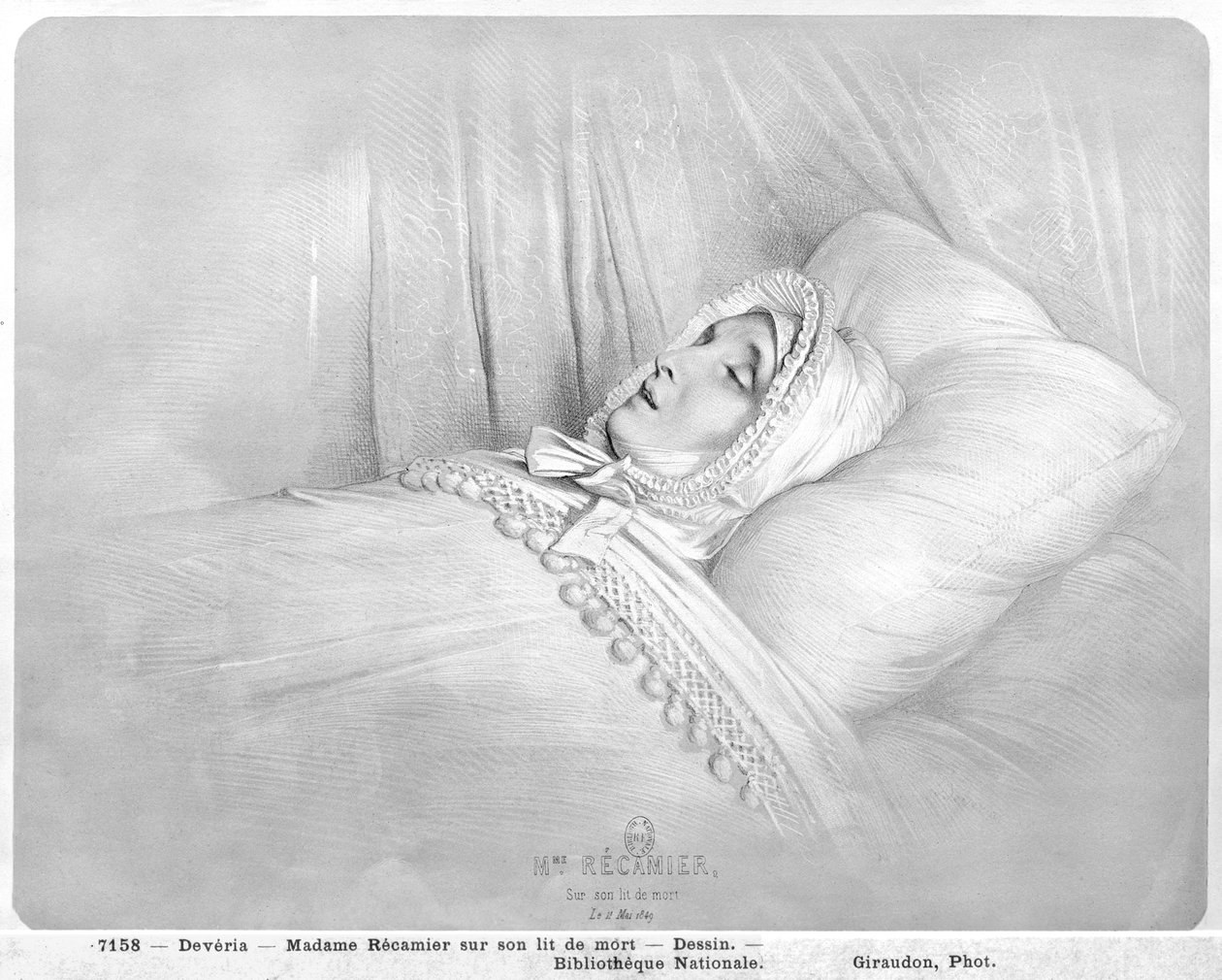 Madame Recamier (1777-1849) auf ihrem Sterbebett, 11. Mai 1849 von Achille Devéria
