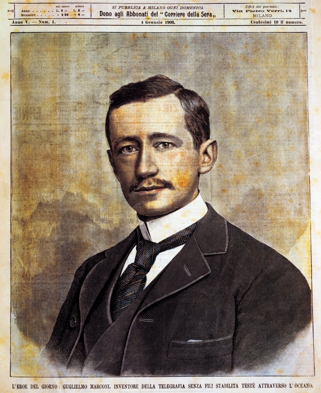 Porträt von Guglielmo Giovanni Maria Marconi von Achille Beltrame