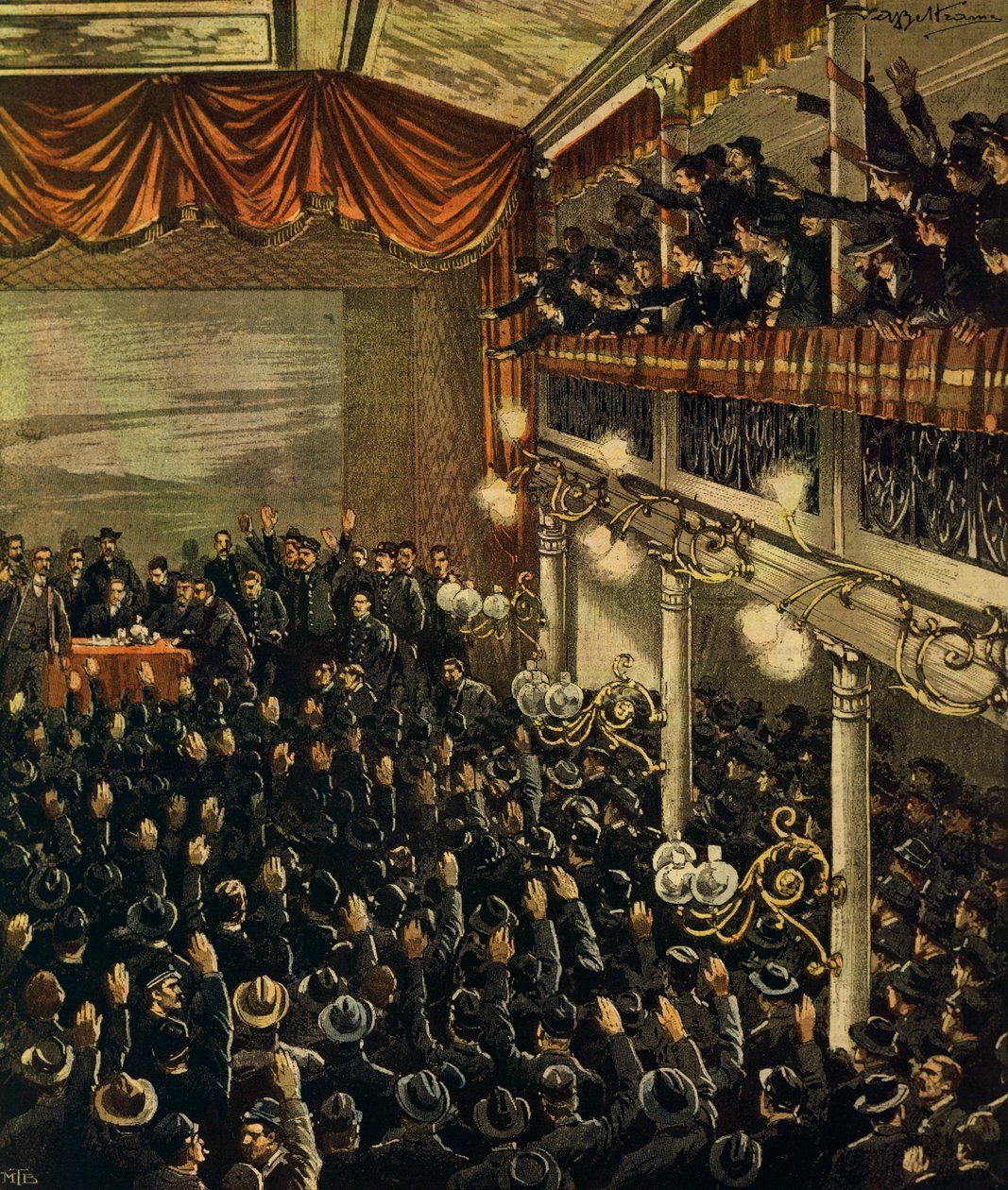 Eisenbahnstreik in Mailand, von Achille Beltrame, Illustration, Illustrator Achille Beltrame (1871-1945), aus La Domenica del Corriere, 30. April 1905 von Achille Beltrame