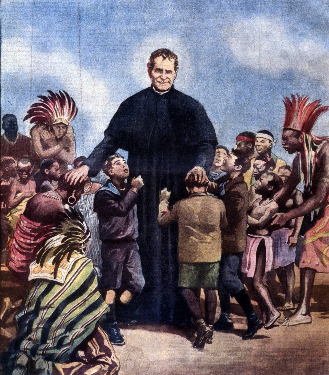 Heiliger Johannes Bosco. Giovanni Bosco, auch bekannt als Don Bosco, italienischer Priester. Illustration von Achille Beltrame von Achille Beltrame
