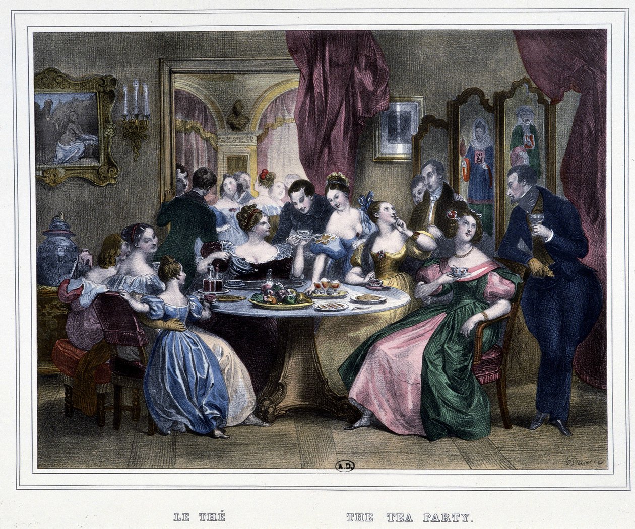 Fünf Uhr: Die Teestunde - in "Les heures de la Parisienne" von Achille Devéria von Achille Devéria