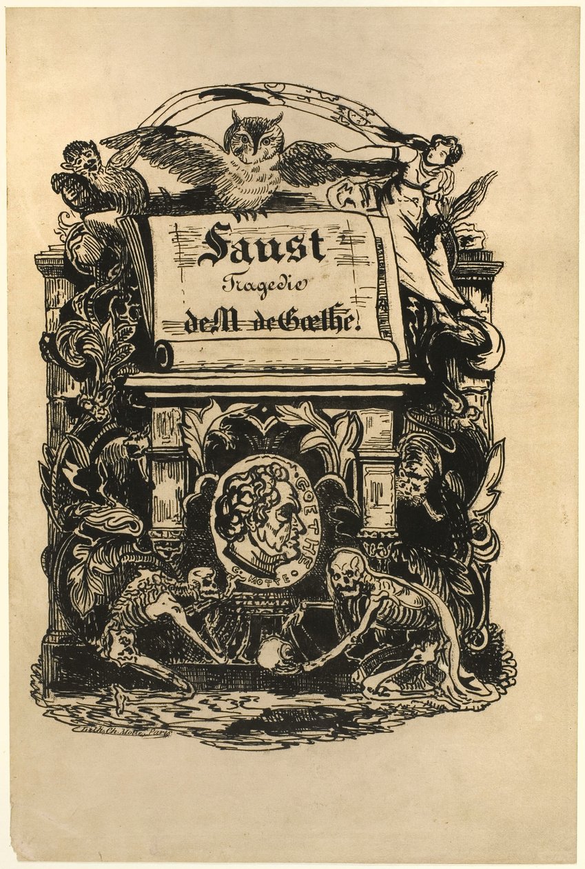 Porträtmedaillon von Goethe, Titelseite aus Faust von Achille Devéria