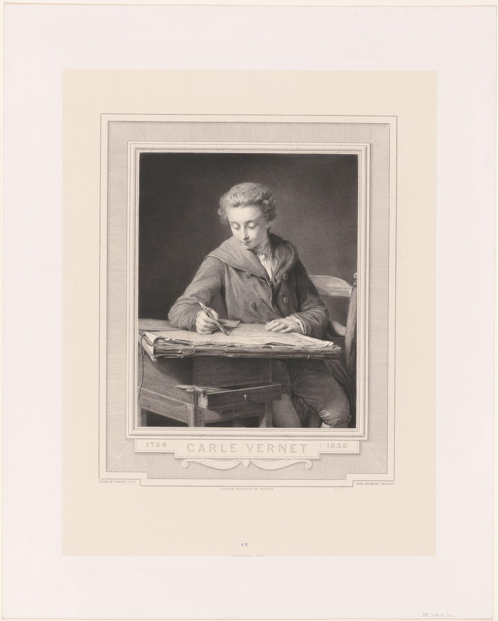 Porträt von Carle Vernet von Achille Jacquet