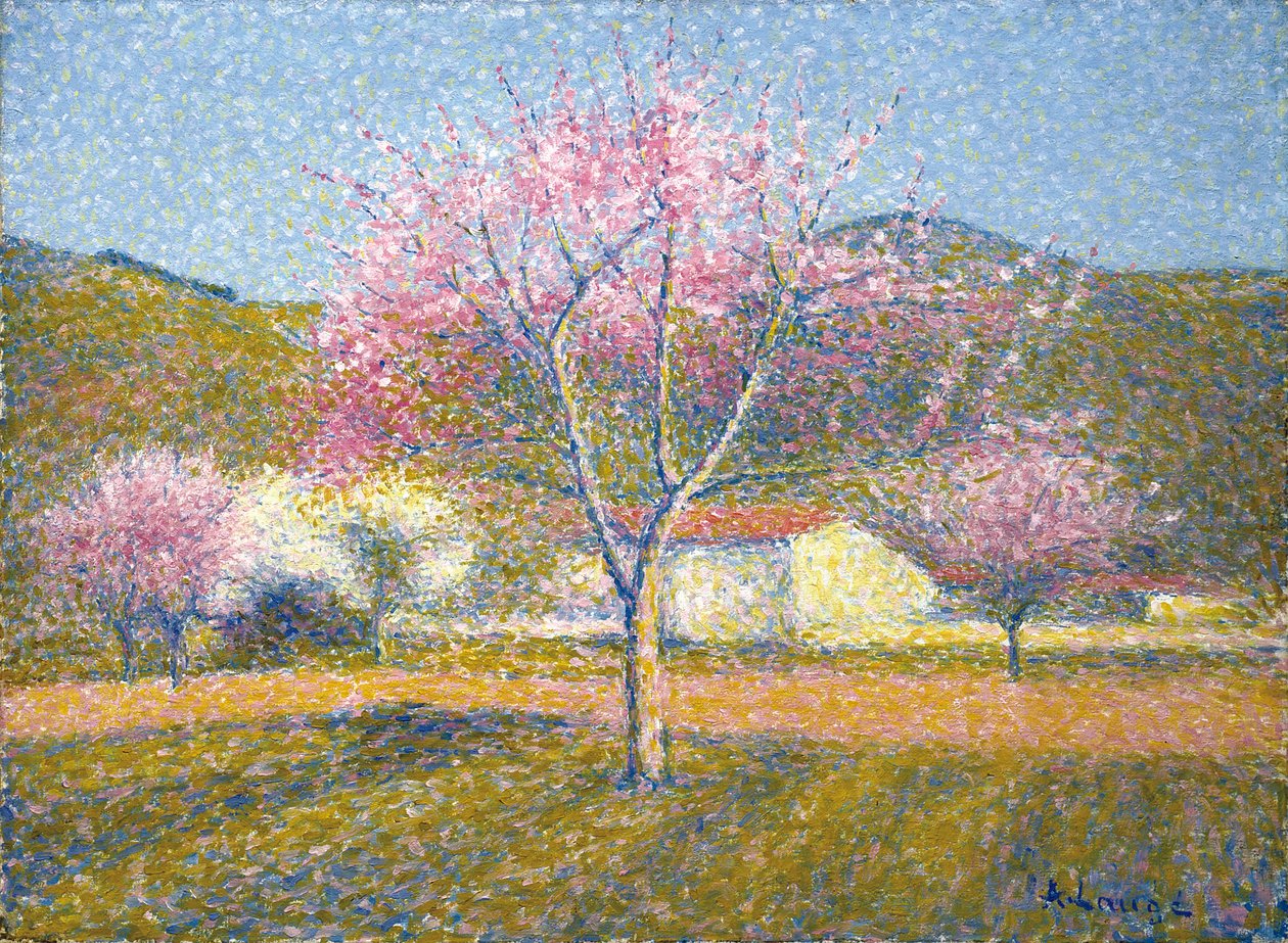 Ein Obstgarten im Frühling (Apfelbäume in Blüte) von Achille Lauge