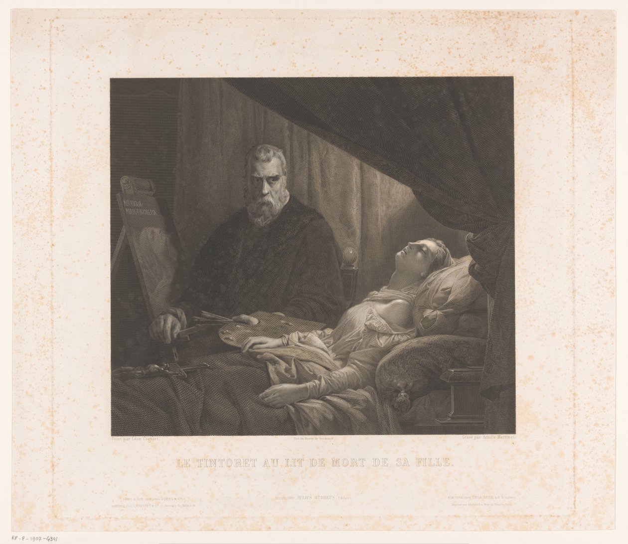 Il Tintoretto porträtiert seine Tochter auf ihrem Sterbebett von Achille Louis Martinet