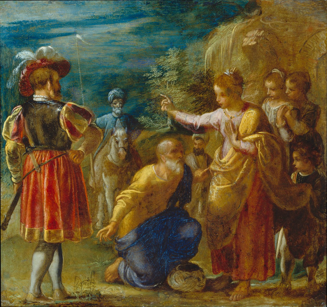 Der Frankfurter Altar der Erhöhung des wahren Kreuzes: Die Befragung des Juden (unten links) von Adam Elsheimer