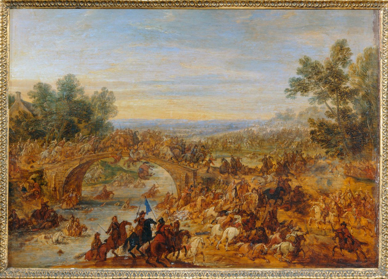 Kavalleriekampf an einer Brücke von Adam Frans van der (circle of) Meulen