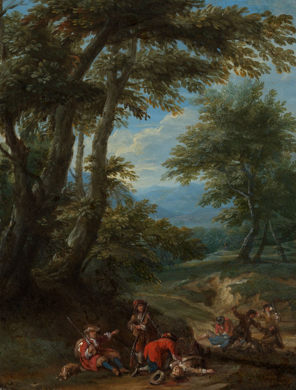 Landschaft mit Überfall von Adam Frans van der Meulen