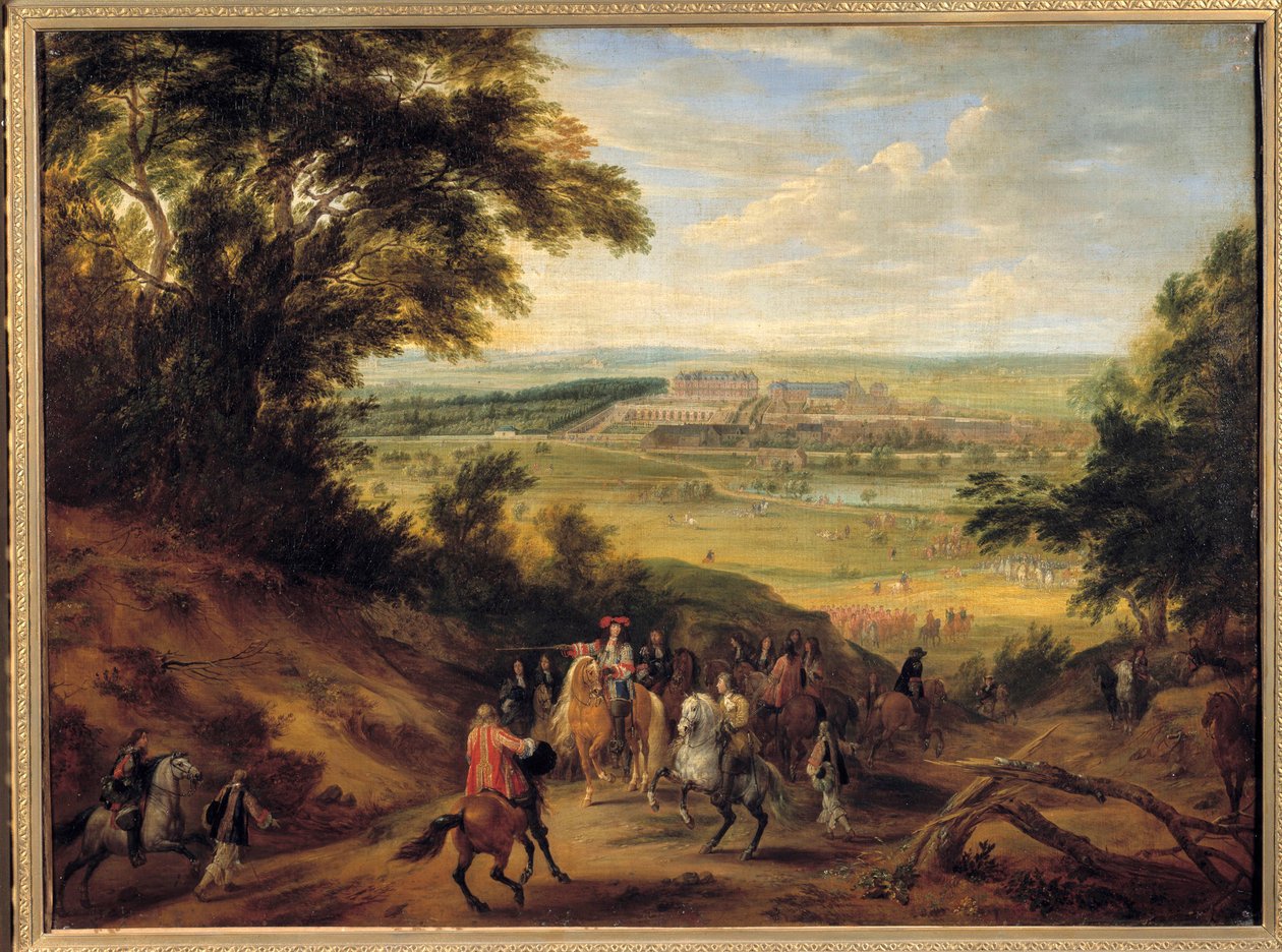 Blick auf das Schloss von Versailles, aufgenommen von den Höhen von Satory von Adam Frans van der Meulen