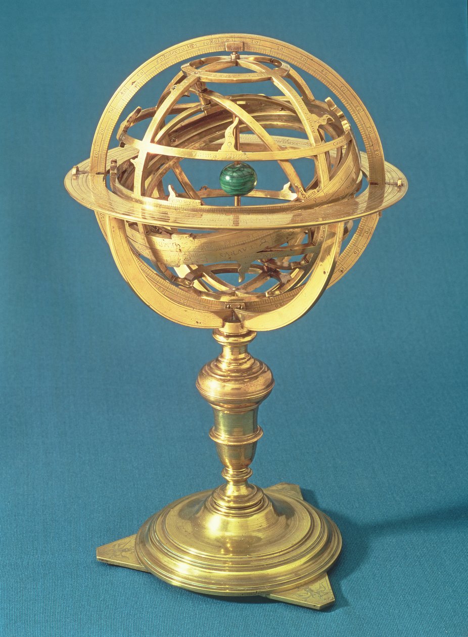 Armillarsphäre nach dem ptolemäischen System, Rom, 1648 von Adam Heroldt