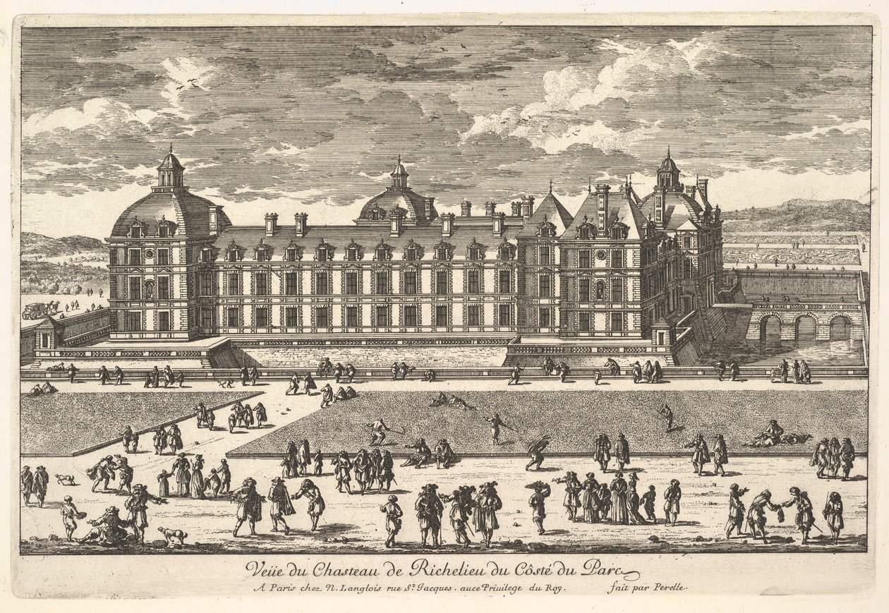 Ansicht des Schlosses von Richelieu von der Parkseite, 17. Jahrhundert von Adam Perelle