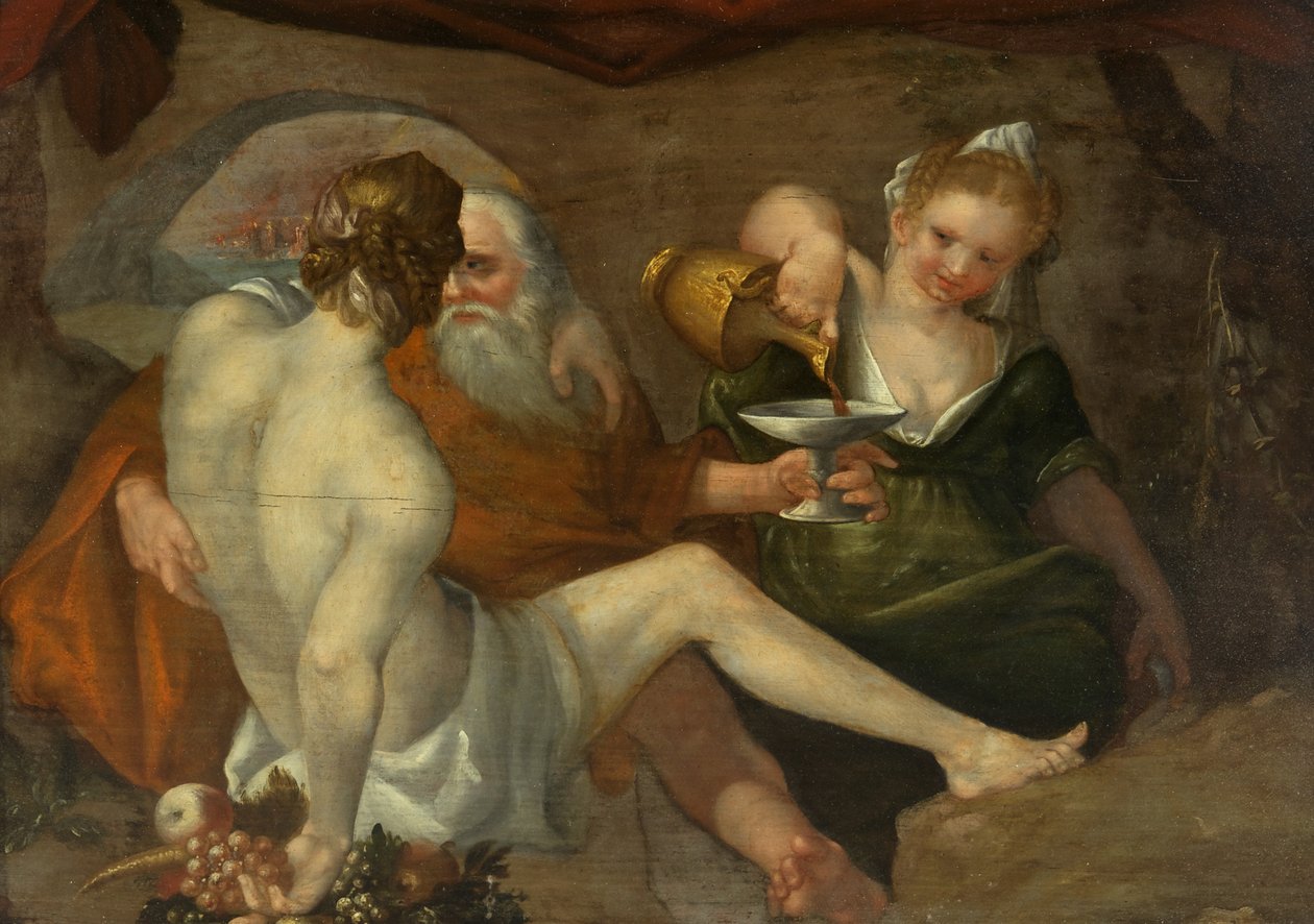 Lot und seine Töchter von Adam van Noort