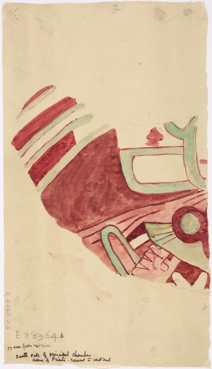 Kopie eines Fragments eines Wandgemäldes aus Teotihuacan, Bundesstaat Mexiko von Adela Breton