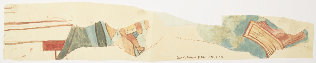 Kopie eines Wandgemäldefragments im Casa de las Monjas, Chichen Itza, Yucatan, Mexiko von Adela Breton