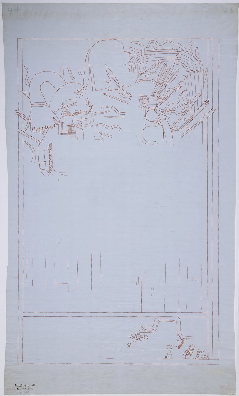 Kopie eines Wandgemäldes von der Ostwand, Oberer Tempel der Jaguare, Chichen Itza, Mexiko von Adela Breton