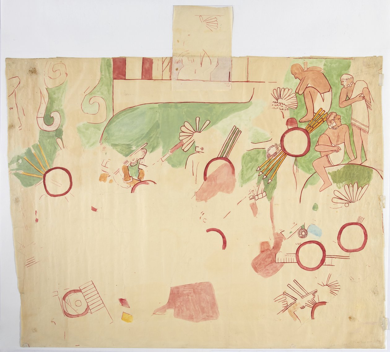 Gemälde von der Ostwand, Oberer Tempel der Jaguare, Chichen Itza, Mexiko von Adela Breton