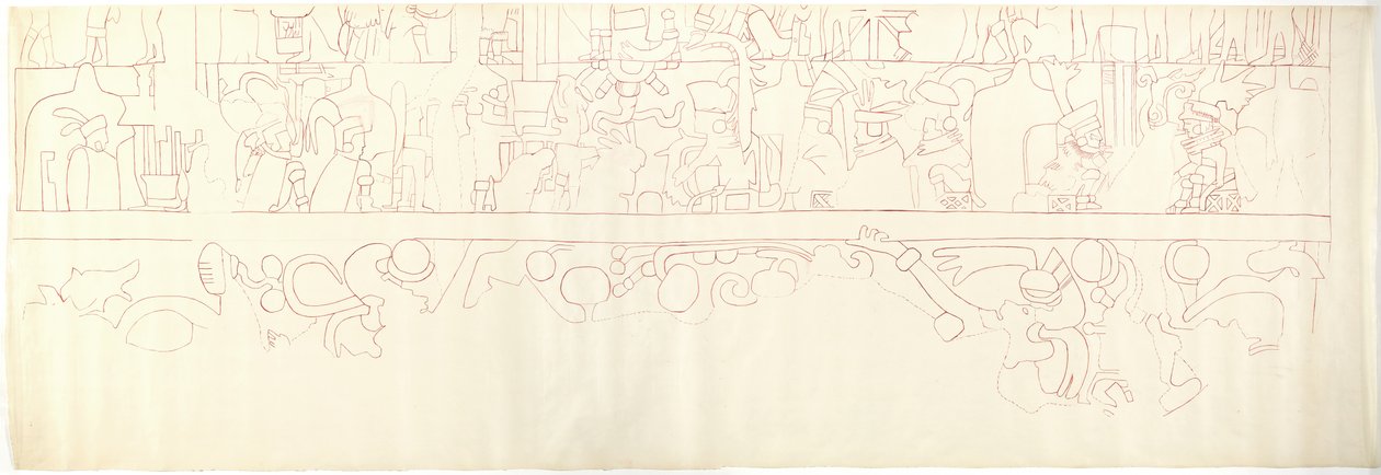 Südwand, Oberer Tempel der Jaguare, Chichen Itza, Mexiko, südliches Viertel von Adela Breton