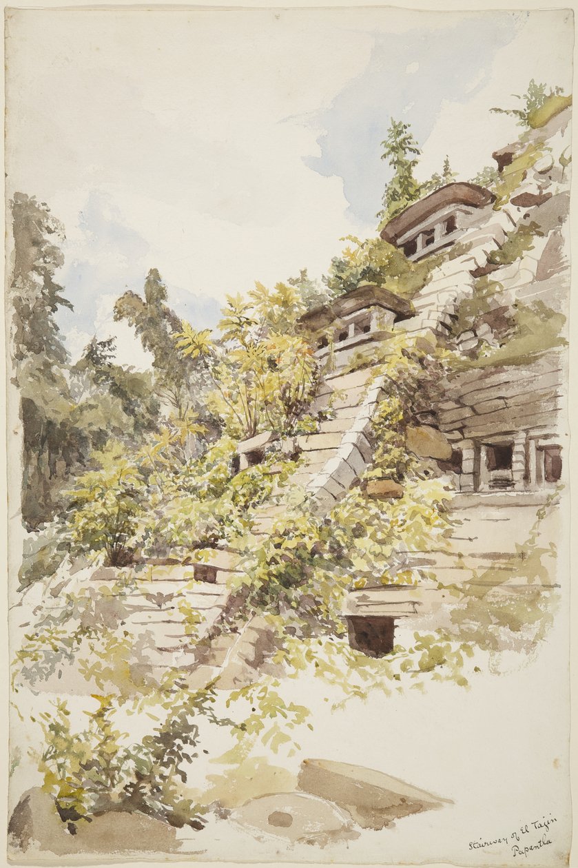 Treppe der Pyramide der Nischen, El Tajin, Papantla, Mexiko von Adela Breton