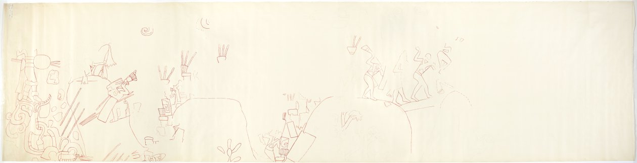 Nachzeichnung eines Wandgemäldes von der Ostwand, Oberer Tempel der Jaguare, Chichen Itza, Mexiko von Adela Breton
