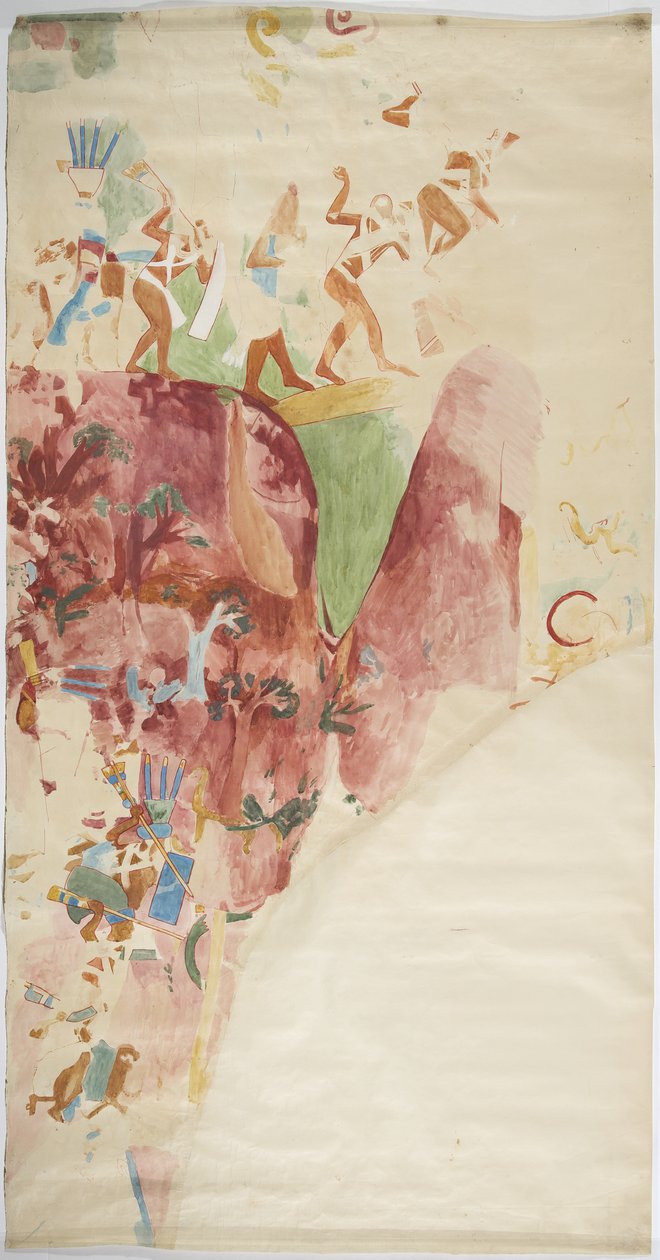 Abzeichnung eines Wandgemäldes von der Ostwand, Oberer Tempel der Jaguare, Chichen Itza, Mexiko von Adela Breton
