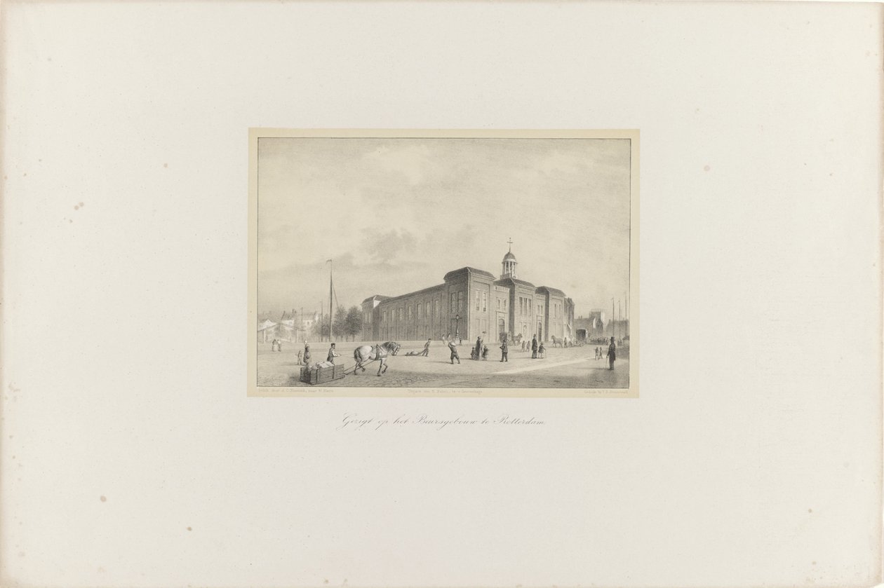 Ansicht des Börsengebäudes in Rotterdam, 1854 von Adolf Carel Nunnink