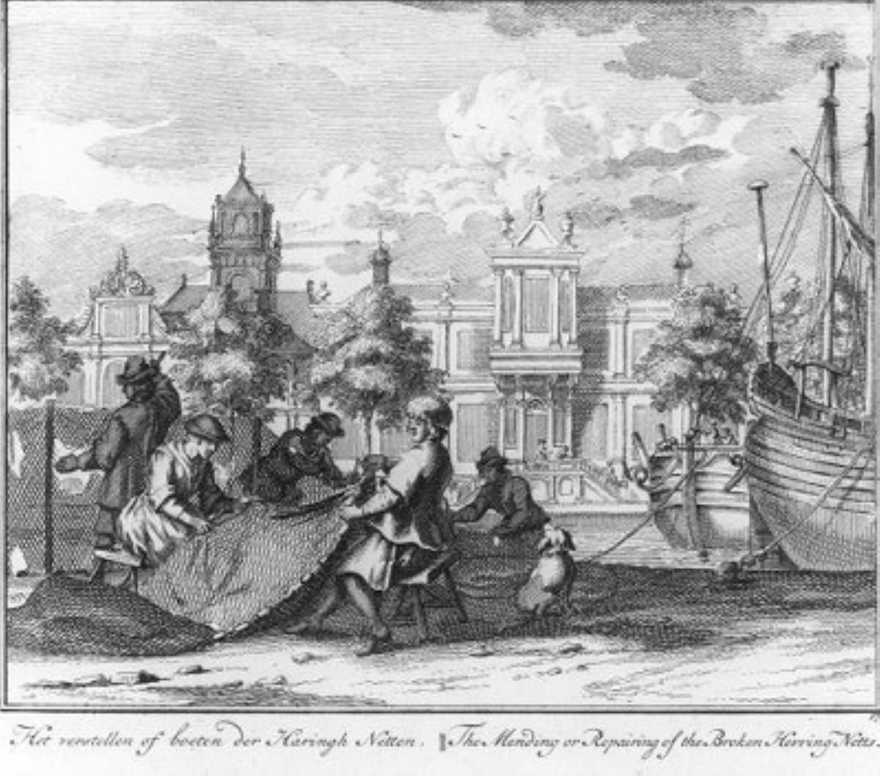 Das Reparieren oder Flicken der Heringsnetze (Nr. 17 aus der Serie Heringsfang) von Adolf van der Laan