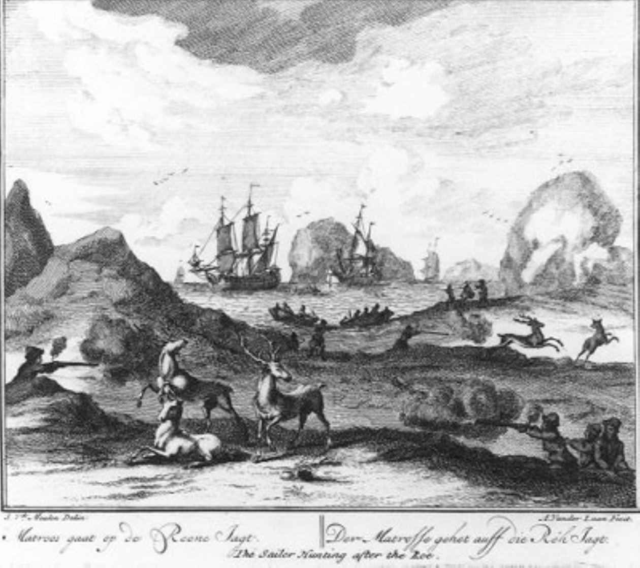 „Matrose geht auf Rentierjagd“ (Nr. 11 aus der Serie Walfang) von Adolf van der Laan