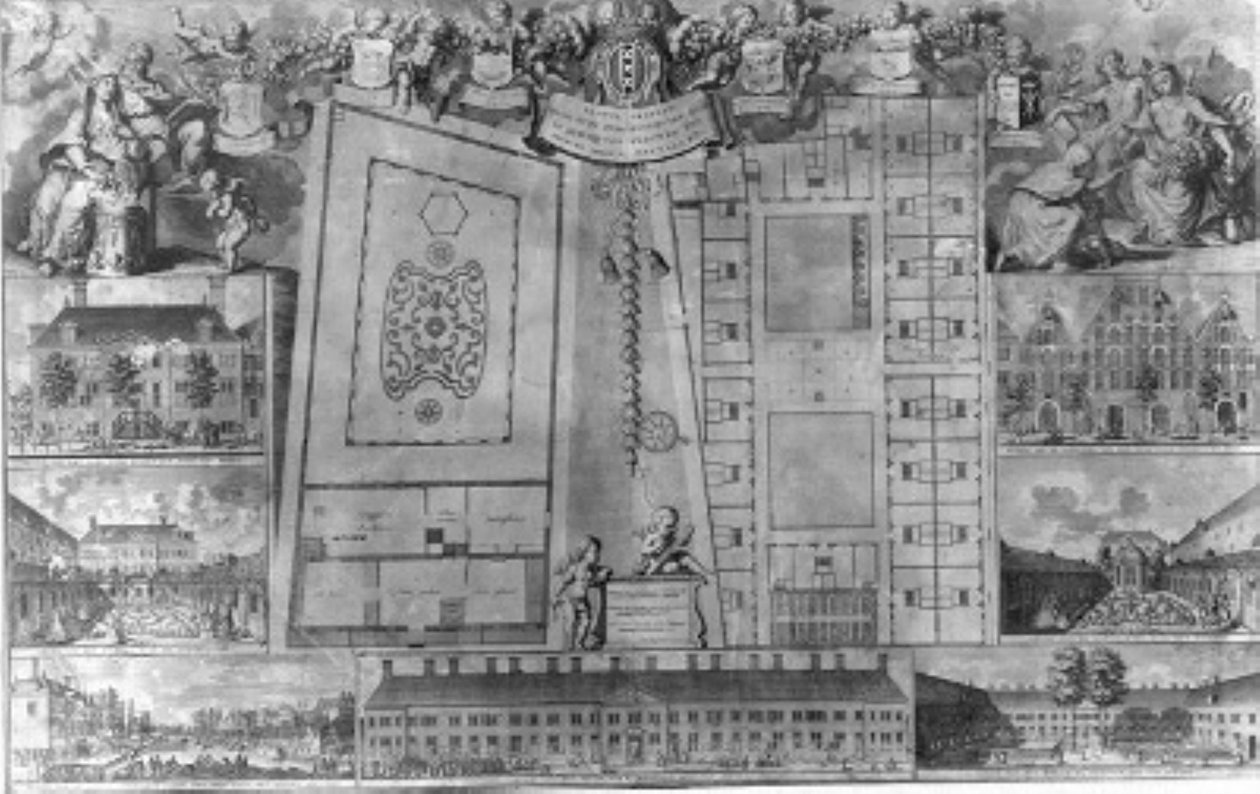 Grundrisse des Ouderzijds Huiszittenhuis und des Huiszitten Weduwenhof von Adolf van der Laan