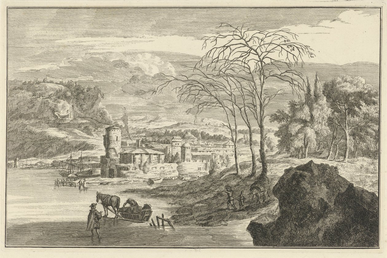 Winterlandschaft mit Blick auf eine Stadt von Adolf van der Laan
