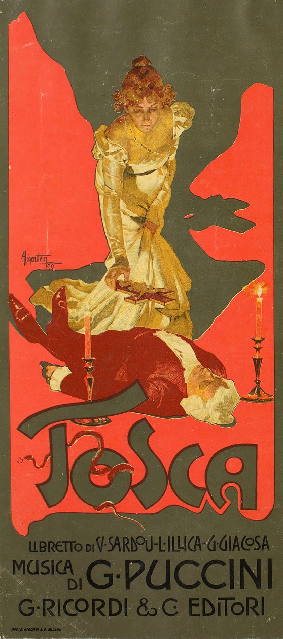Plakat für die Oper Tosca von G. Puccini, 1899 von Adolfo Hohenstein