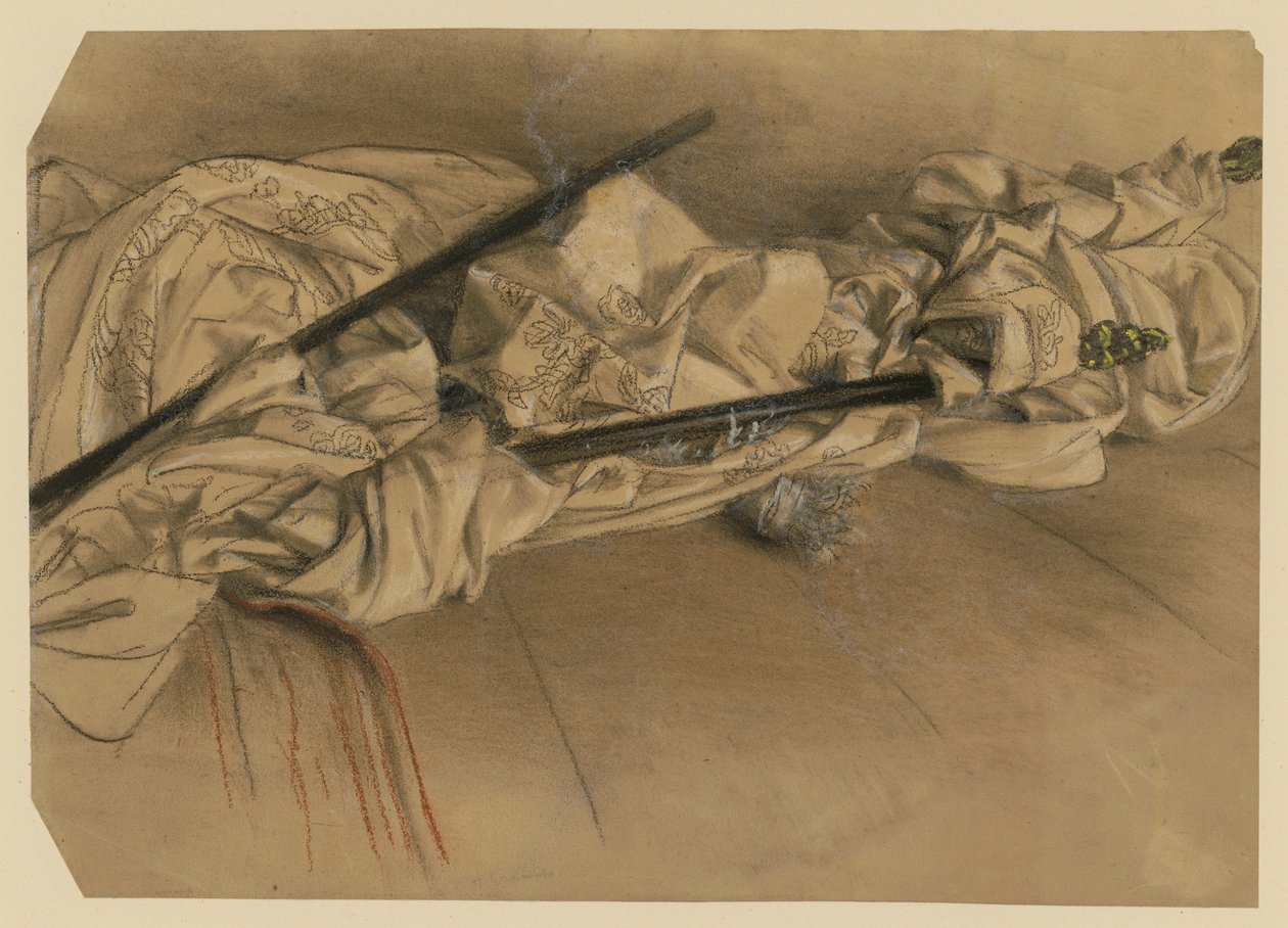 Aufgerollter Baldachin mit Tragstangen von Adolph Menzel