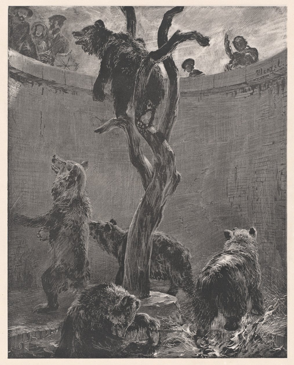 Bärengehege im Zoo von Adolph Menzel