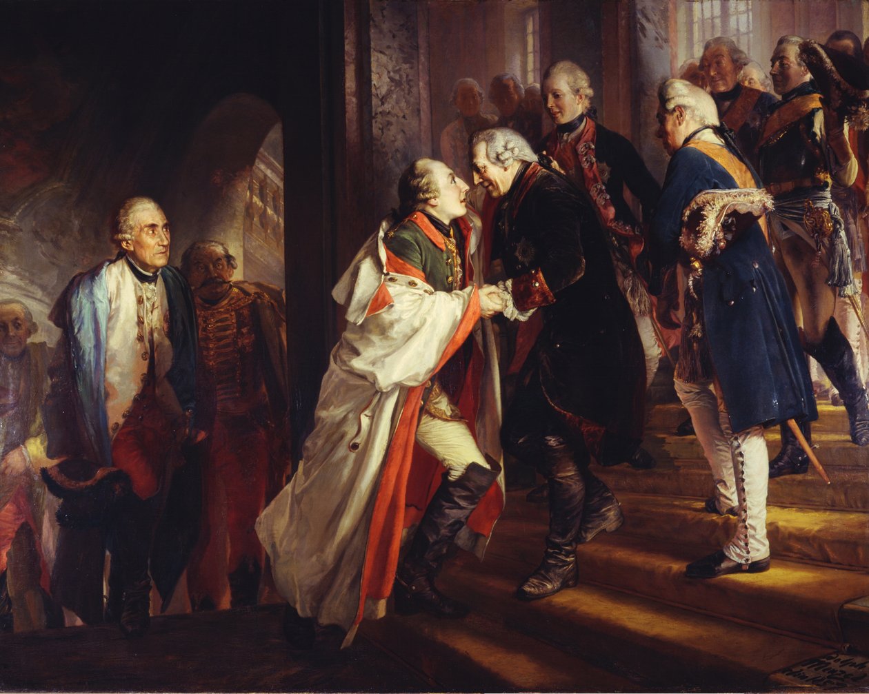 Begegnung Friedrichs II. mit Kaiser Joseph II. in Neiße im Jahre 1769 von Adolph Menzel