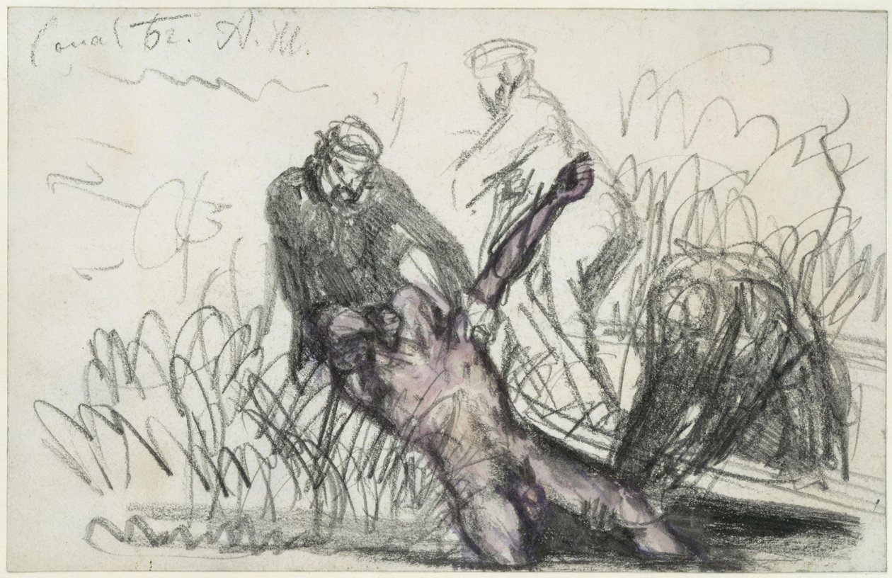 Bergung einer männlichen Leiche aus dem Landwehrkanal (c) von Adolph Menzel